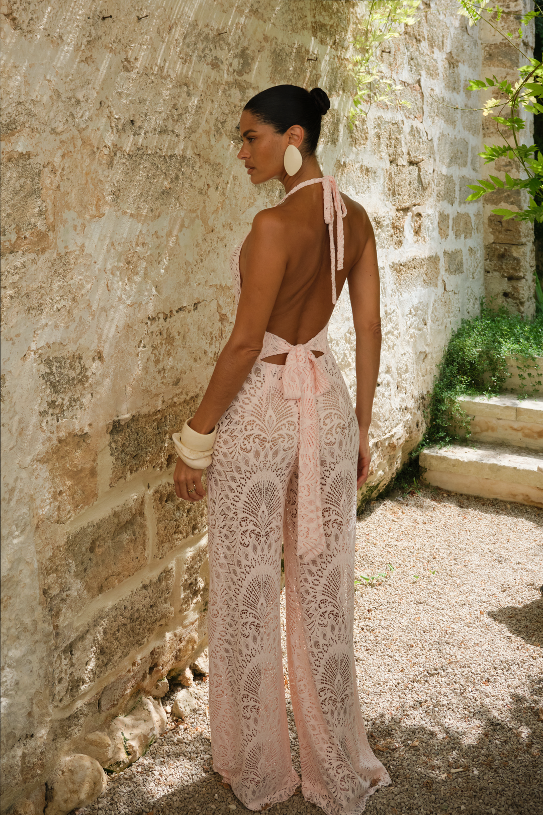 IRENA JUMPSUIT - CREAM PINK LACE – Alexandra Miro