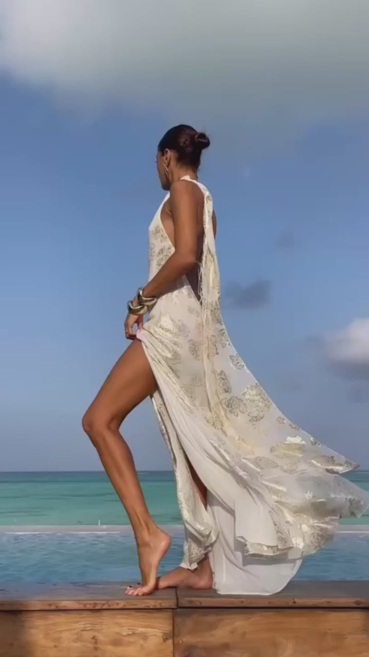 AVA DRESS - WHITE & GOLD (FINAL SALE) – Alexandra Miro