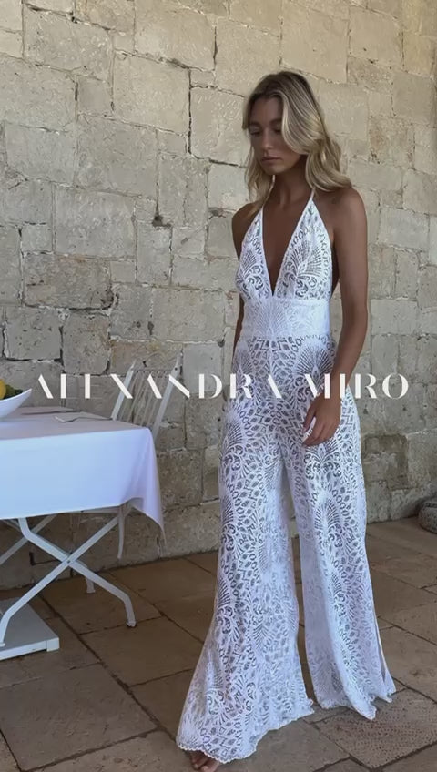 IRENA JUMPSUIT - WHITE LACE – Alexandra Miro